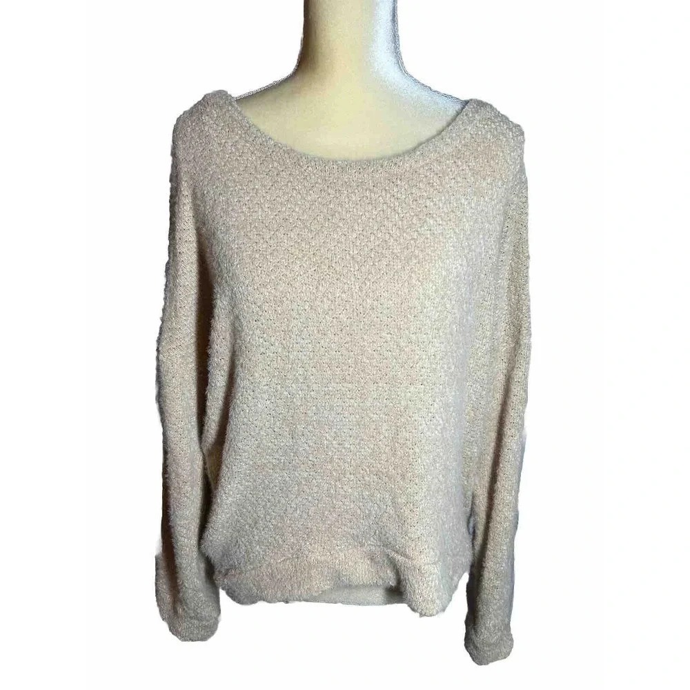 Magnolia Boutique Women’s Fuzzy Boatneck Lightweight Sweater Size L